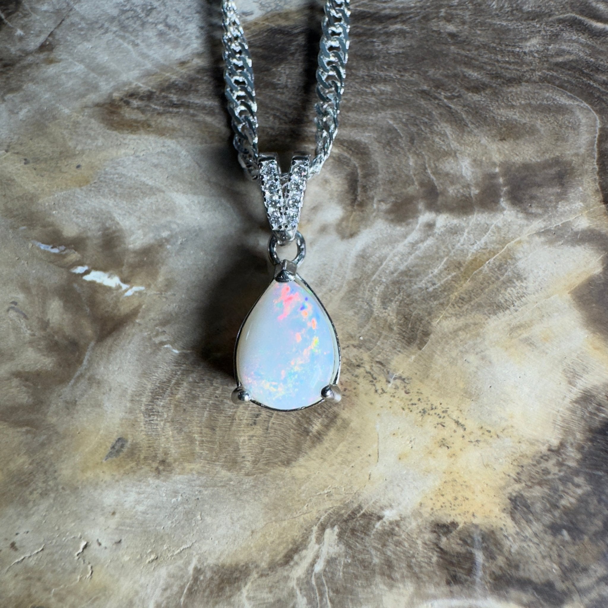 Stuart Range Glow - 0.9ct Coober Pedy Opal 925 Silver Pendant