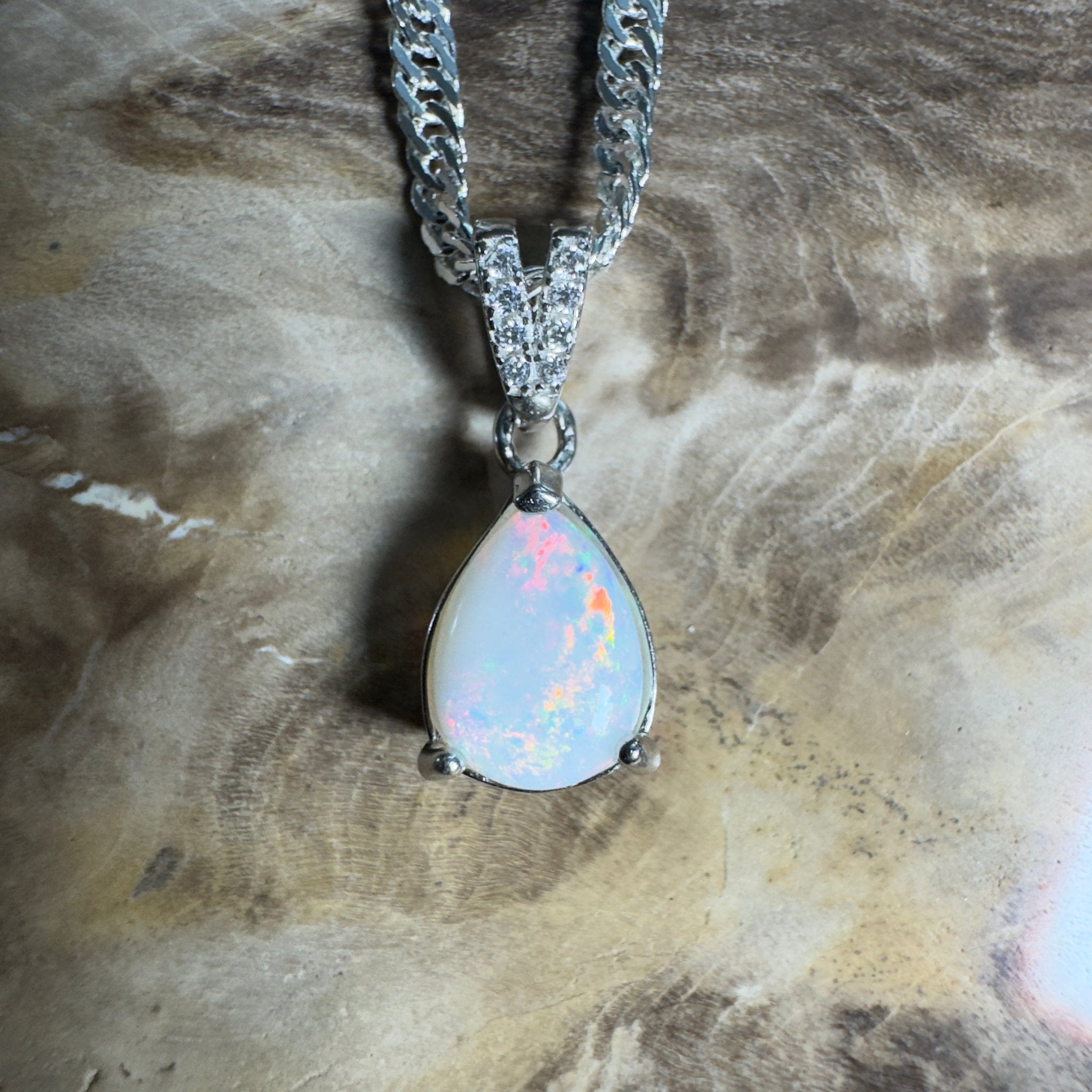 Stuart Range Glow - 0.9ct Coober Pedy Opal 925 Silver Pendant