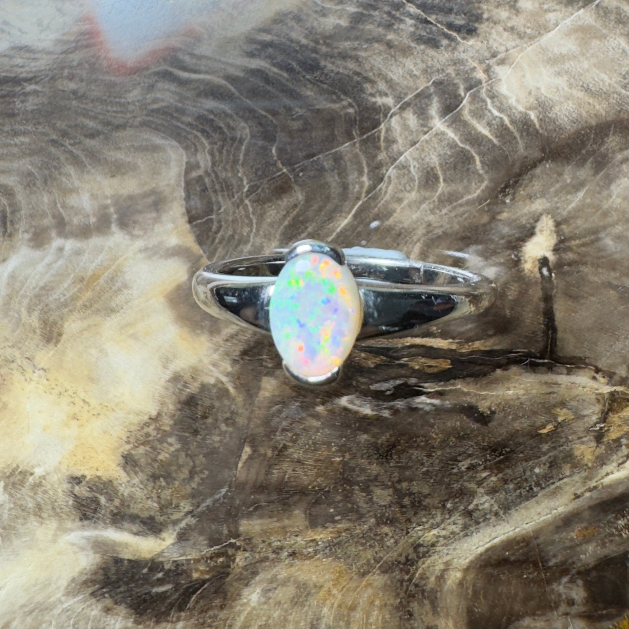 Stuart Shelf Glow ~ 0.55ct Solid Coober Pedy Opal 925 Silver Ring