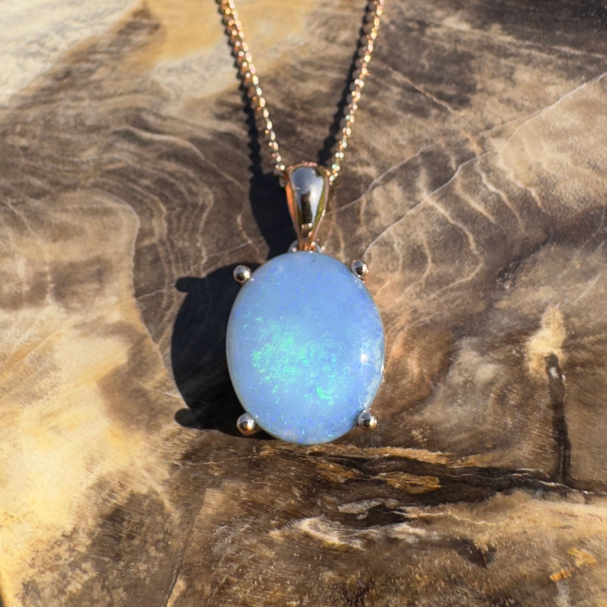 Sturt Haven ~ 1.8ct Mintabie Opal Rose Gold Coated 925 Silver Pendant