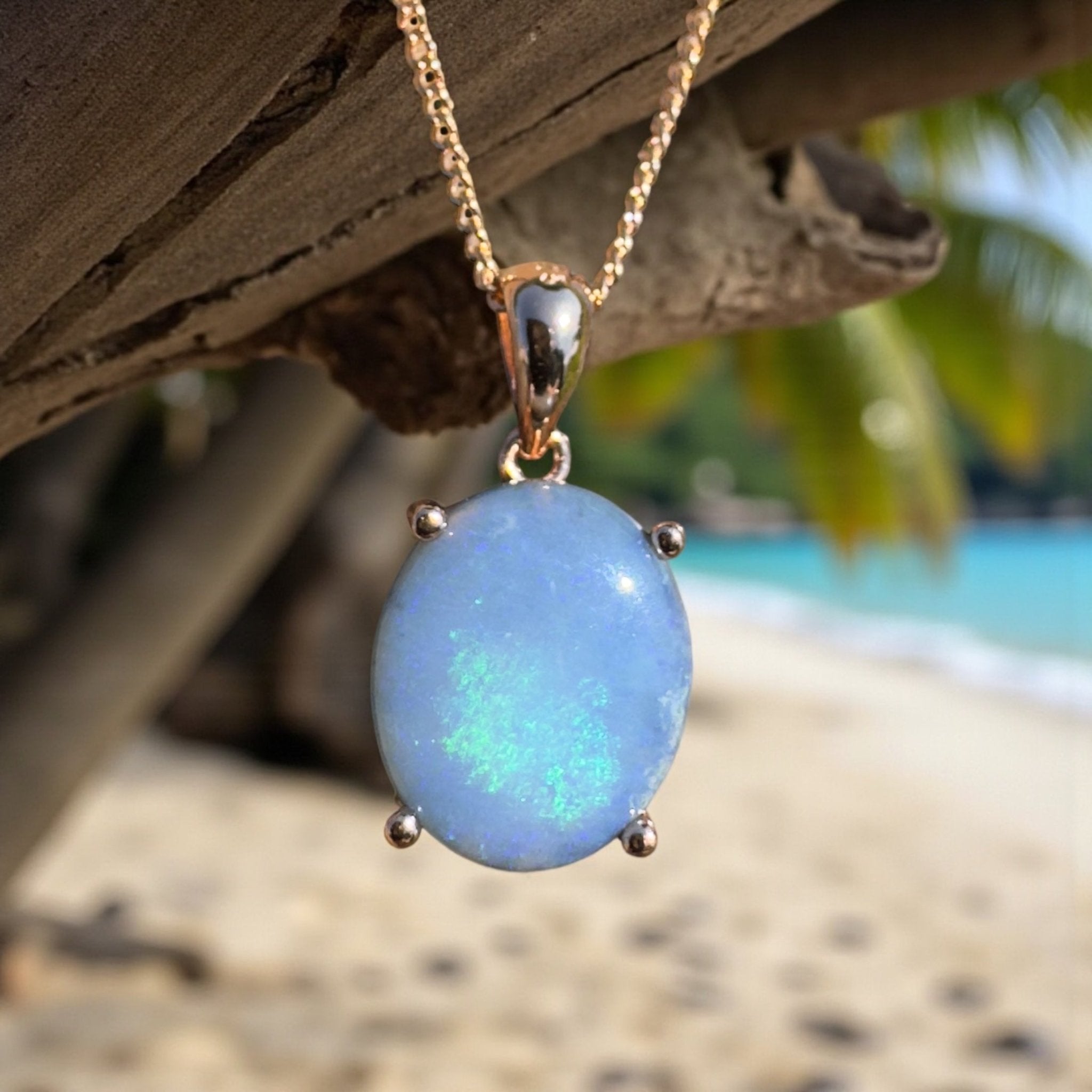 Sturt Haven ~ 1.8ct Mintabie Opal Rose Gold Coated 925 Silver Pendant