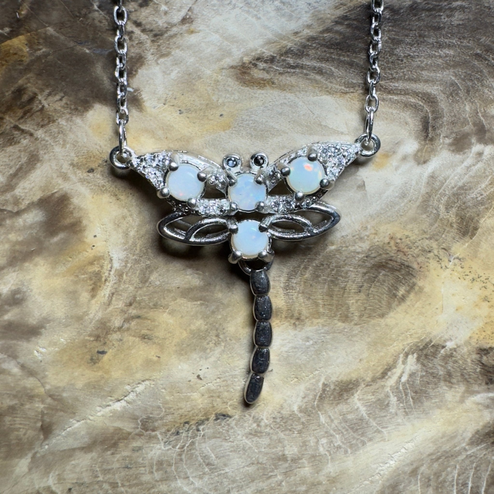 Summer Dragonfly ~ Handcrafted 1.2ct Coober Pedy Opal Dragonfly Pendant