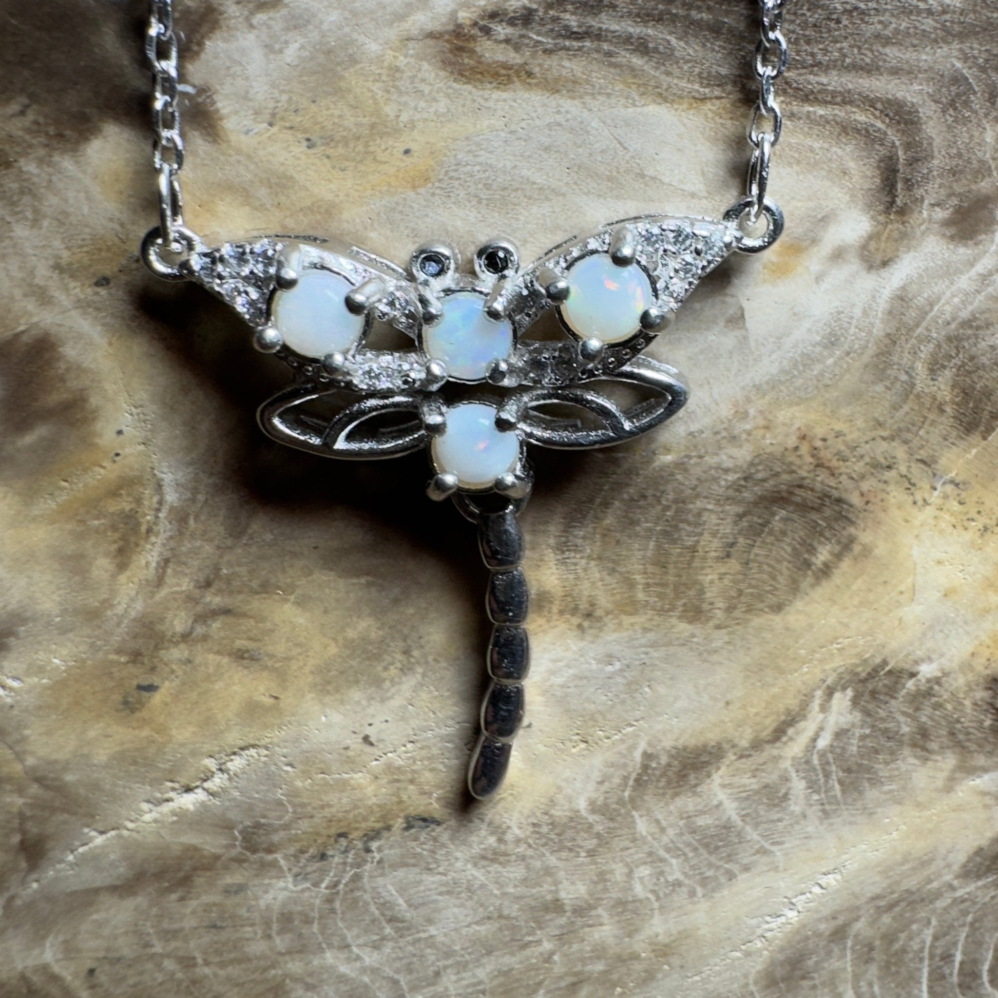 Summer Dragonfly ~ Handcrafted 1.2ct Coober Pedy Opal Dragonfly Pendant