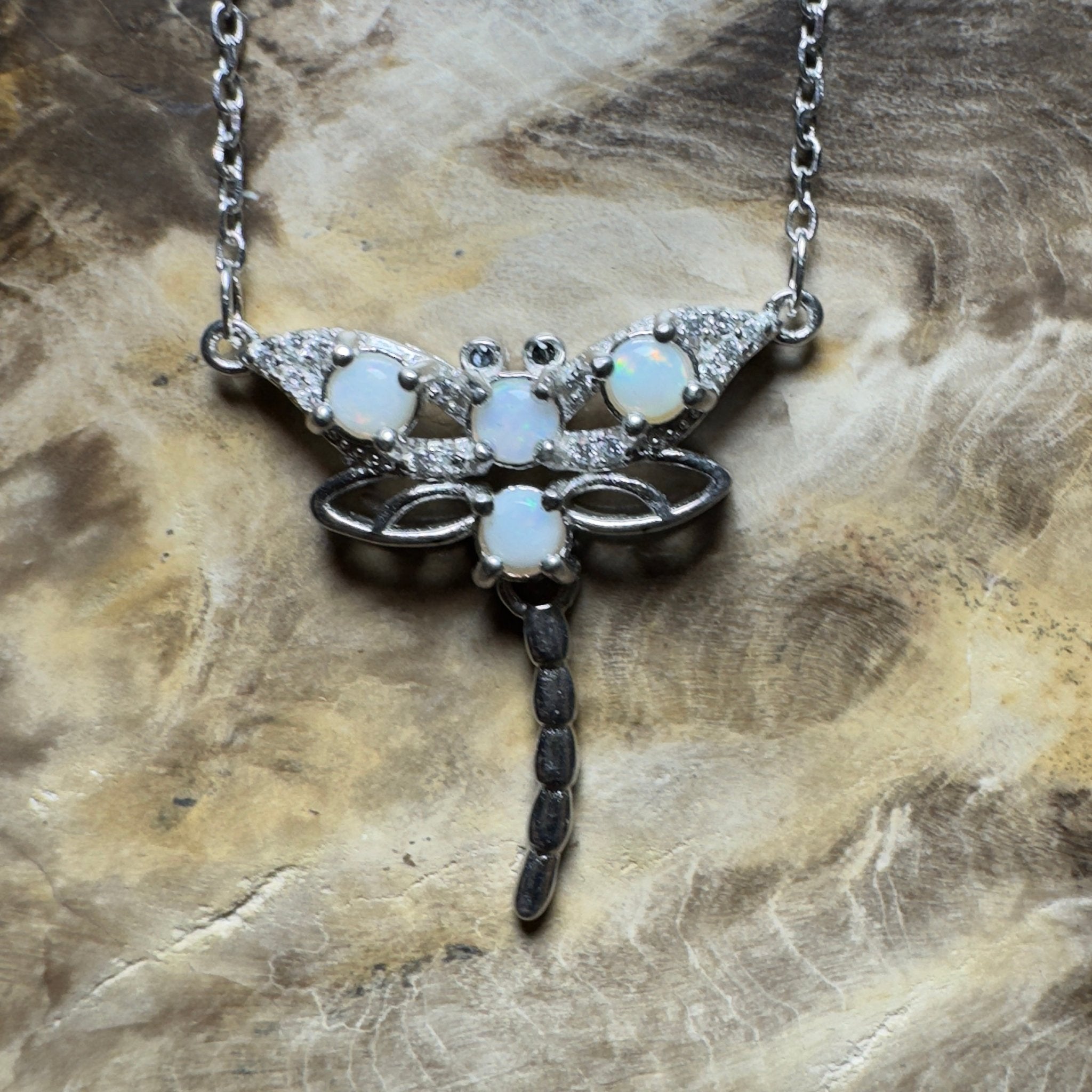 Summer Dragonfly ~ Handcrafted 1.2ct Coober Pedy Opal Dragonfly Pendant