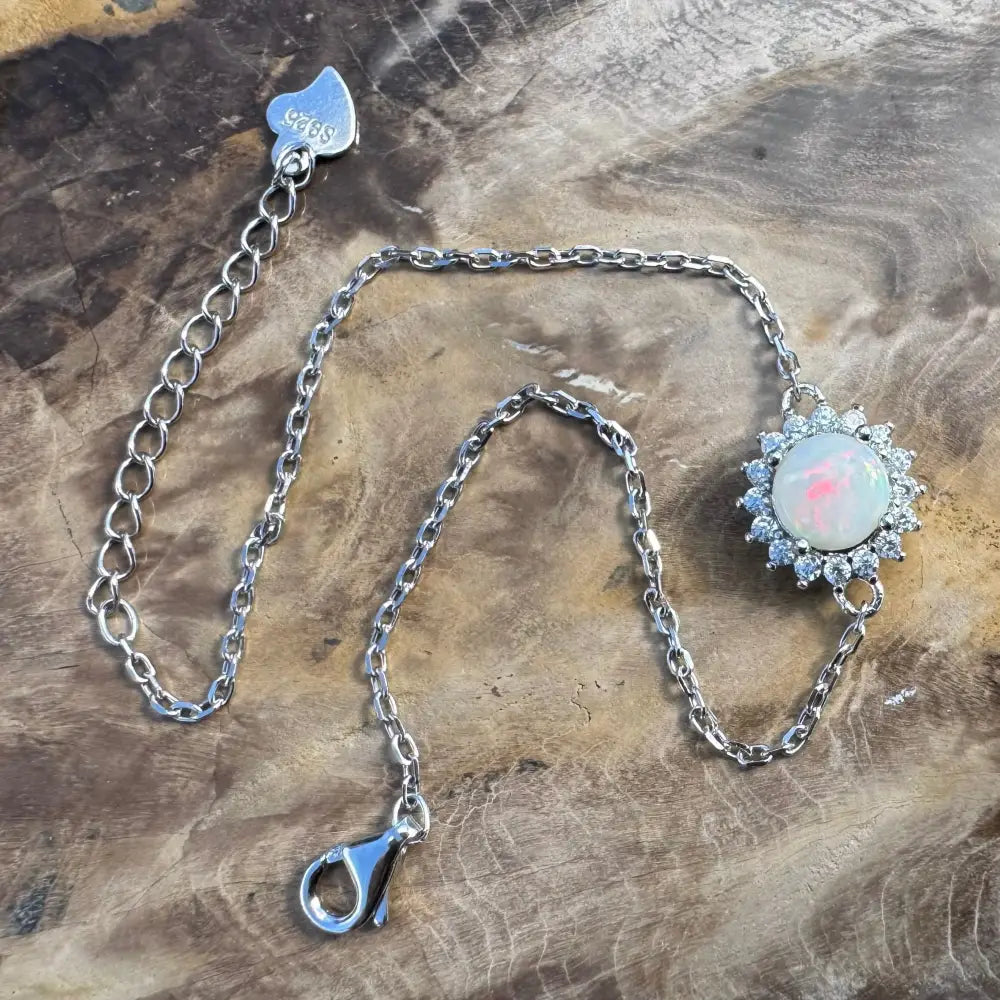Silver opal bracelet.