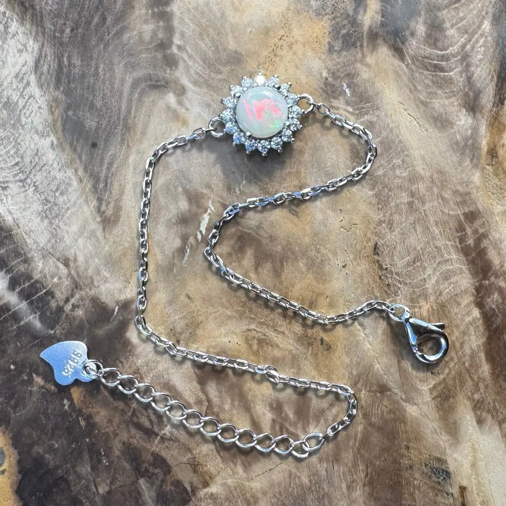 Silver opal bracelet.