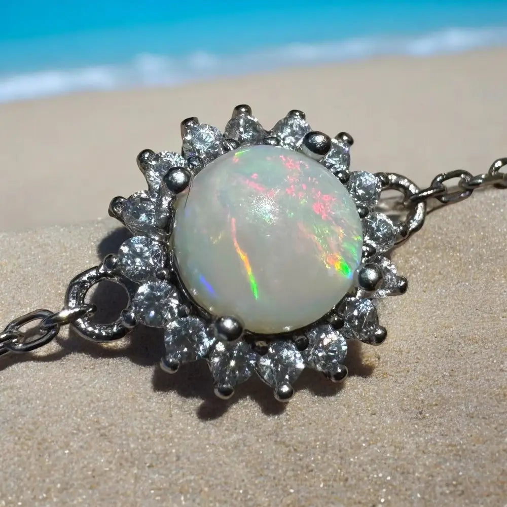 Opal and cubic zirconia bracelet.