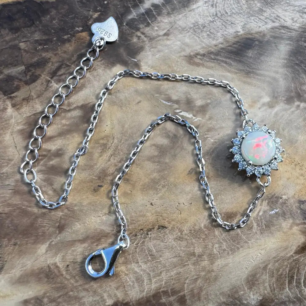 Silver opal bracelet.