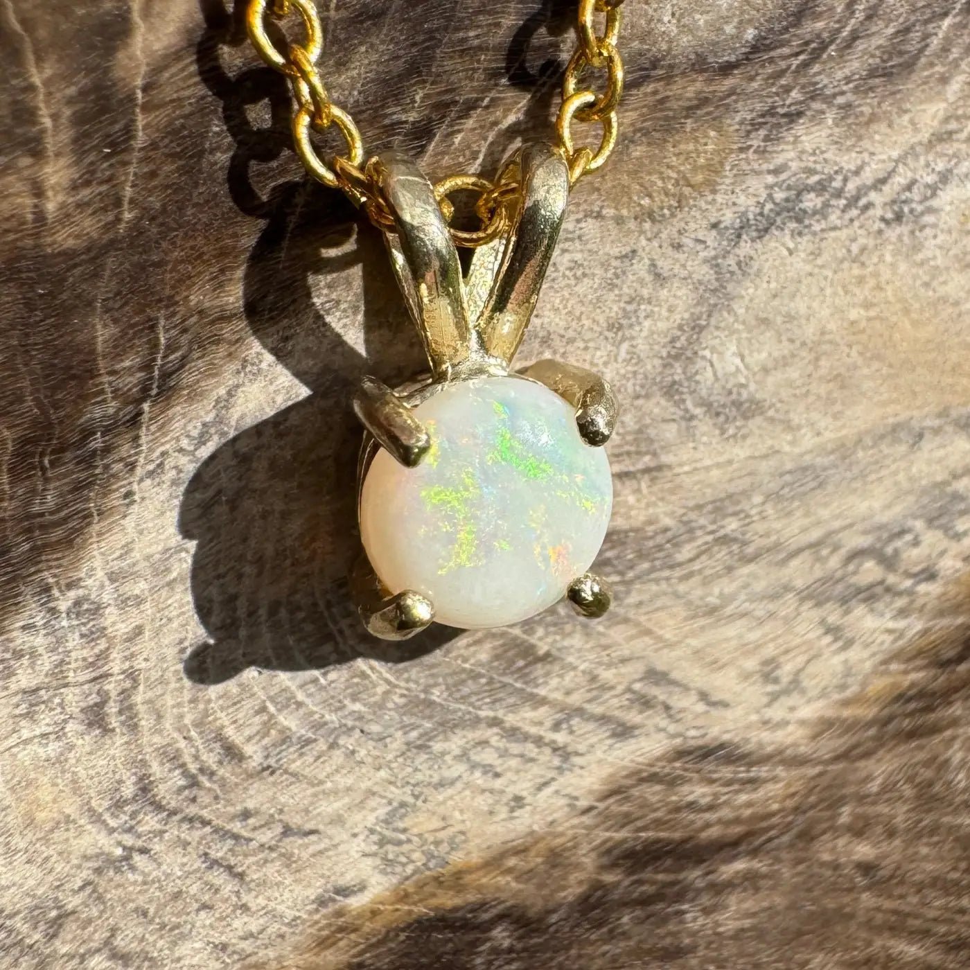 'Sunlit and Soulful' ~ Handcrafted 9ct Solid Gold 0.9ct Coober Pedy Opal Pendant