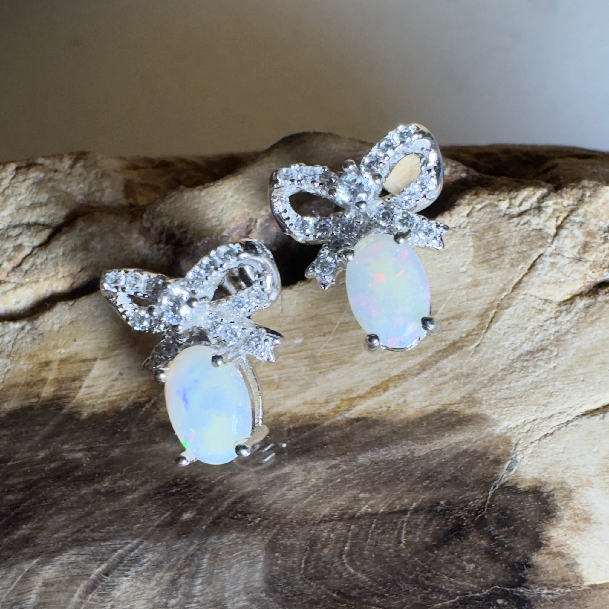 Sunlit Bloom ~ 0.6ct Coober Pedy Opal Sterling Silver Earrings