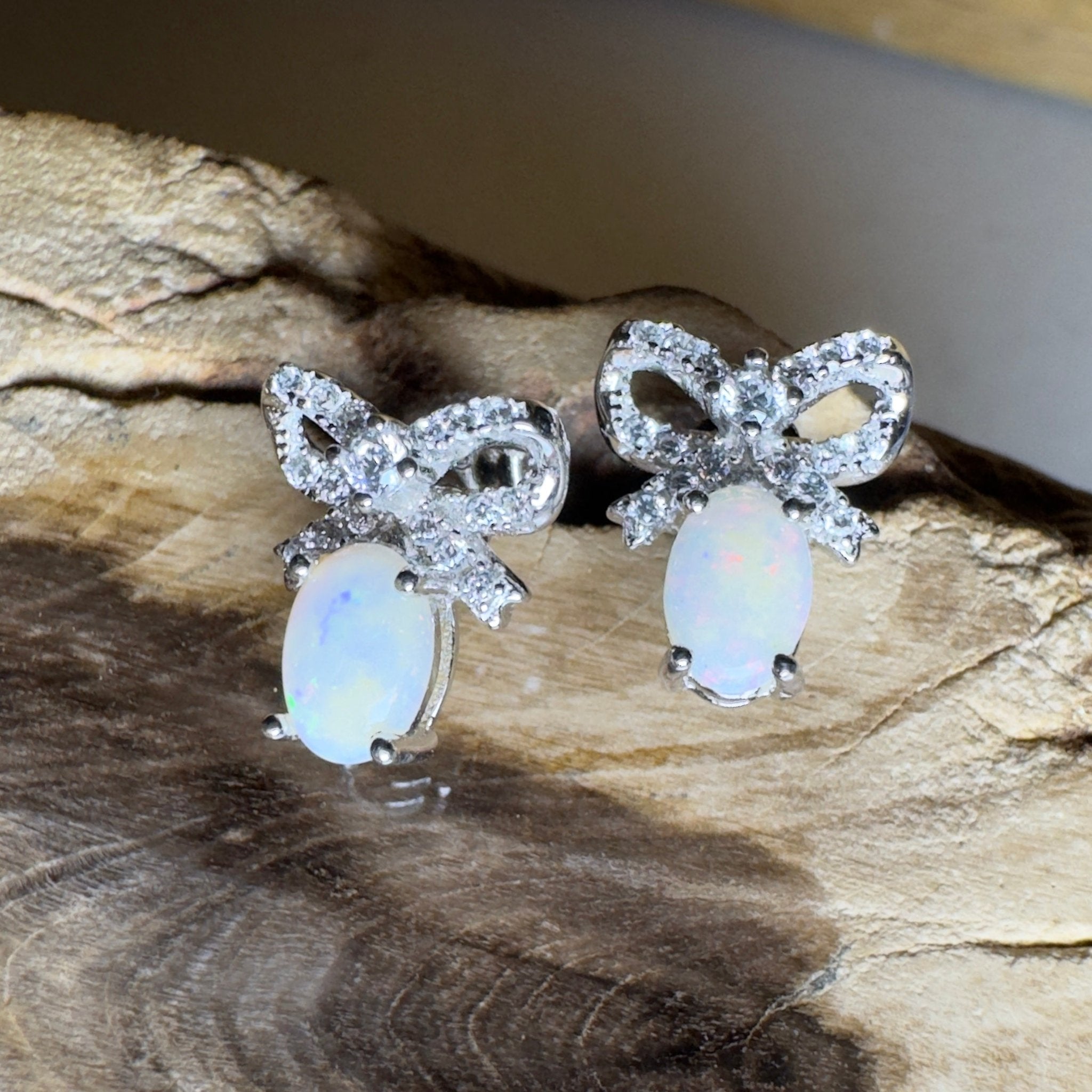 Sunlit Bloom ~ 0.6ct Coober Pedy Opal Sterling Silver Earrings