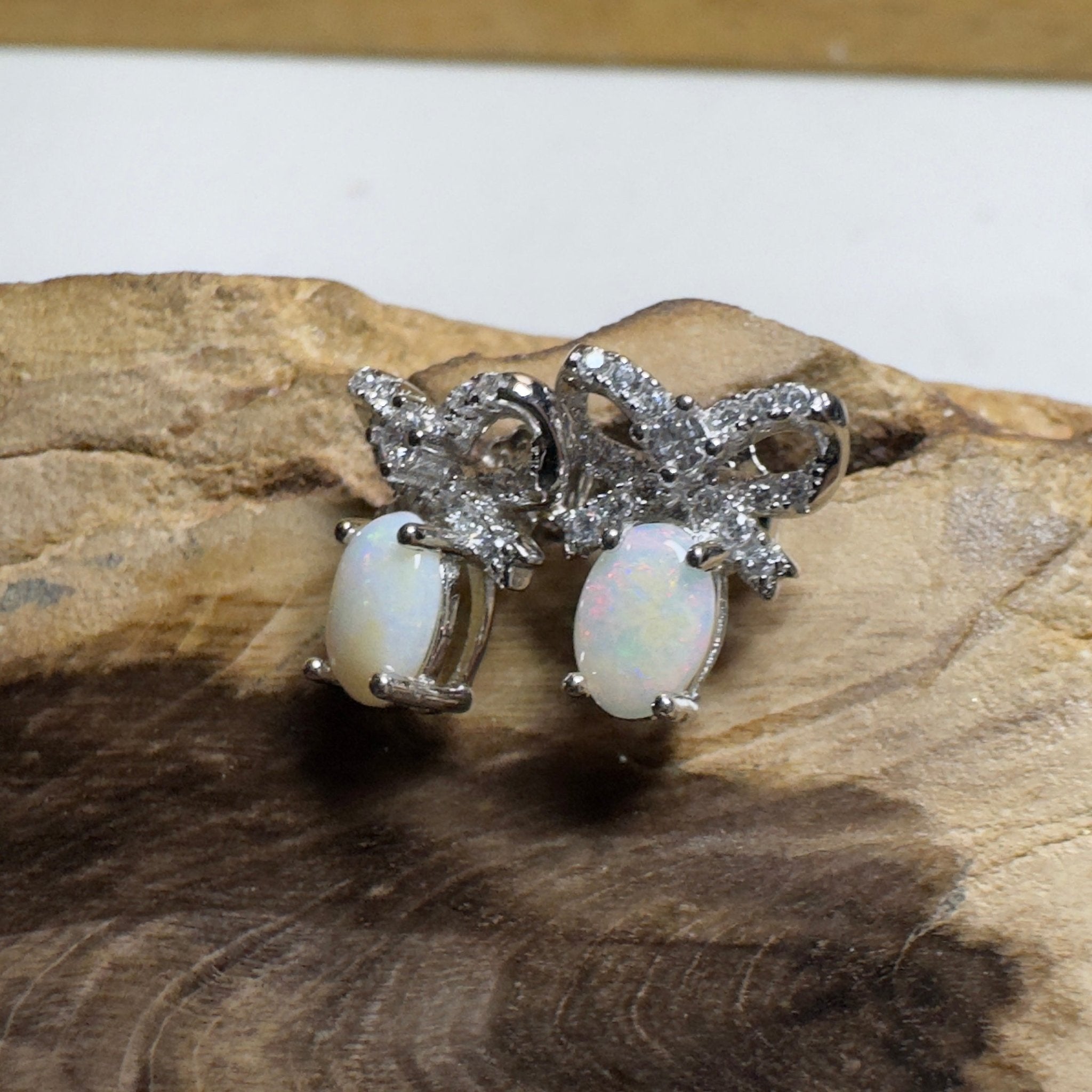 Sunlit Bloom ~ 0.6ct Coober Pedy Opal Sterling Silver Earrings