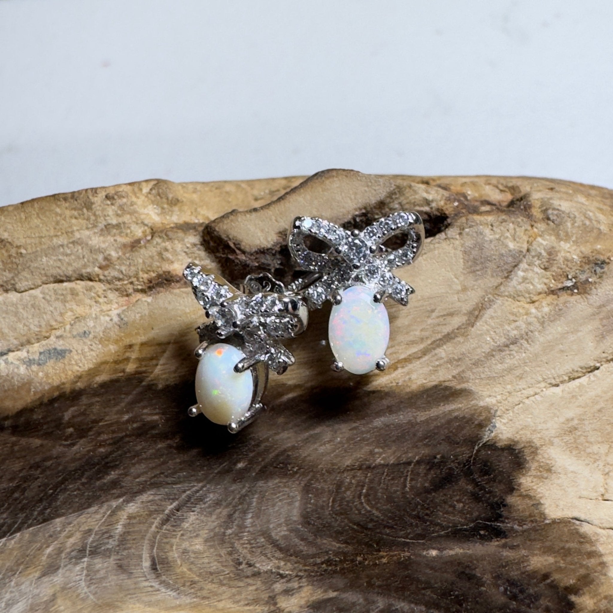 Sunlit Bloom ~ 0.6ct Coober Pedy Opal Sterling Silver Earrings