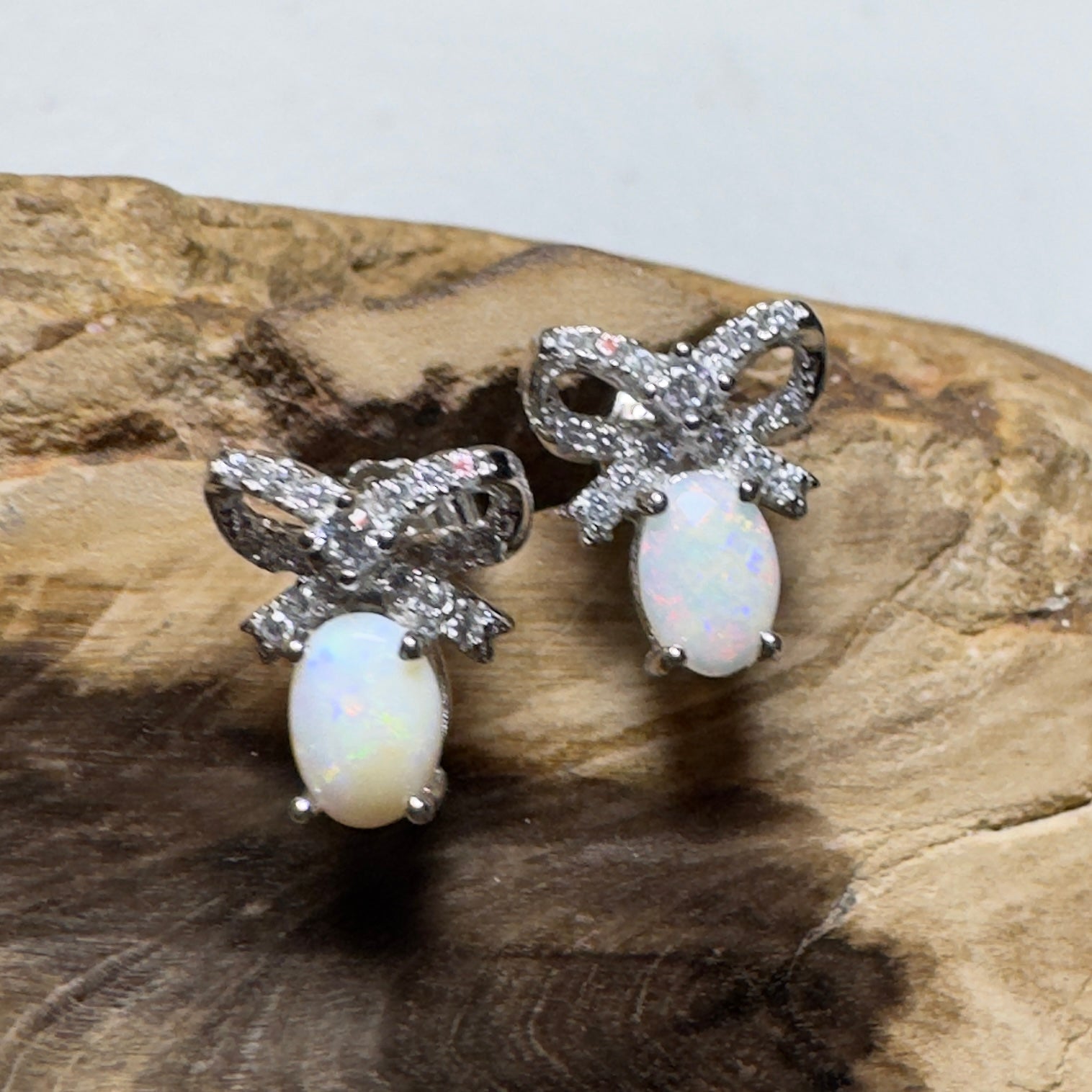 Sunlit Bloom ~ 0.6ct Coober Pedy Opal Sterling Silver Earrings