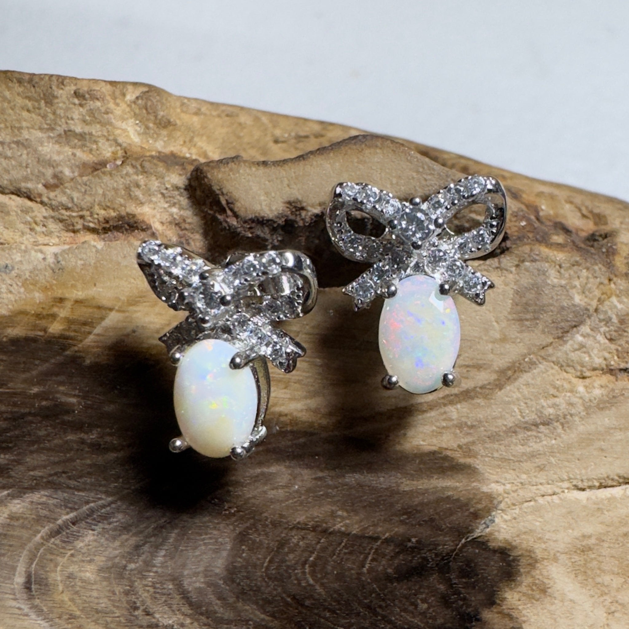 Sunlit Bloom ~ 0.6ct Coober Pedy Opal Sterling Silver Earrings