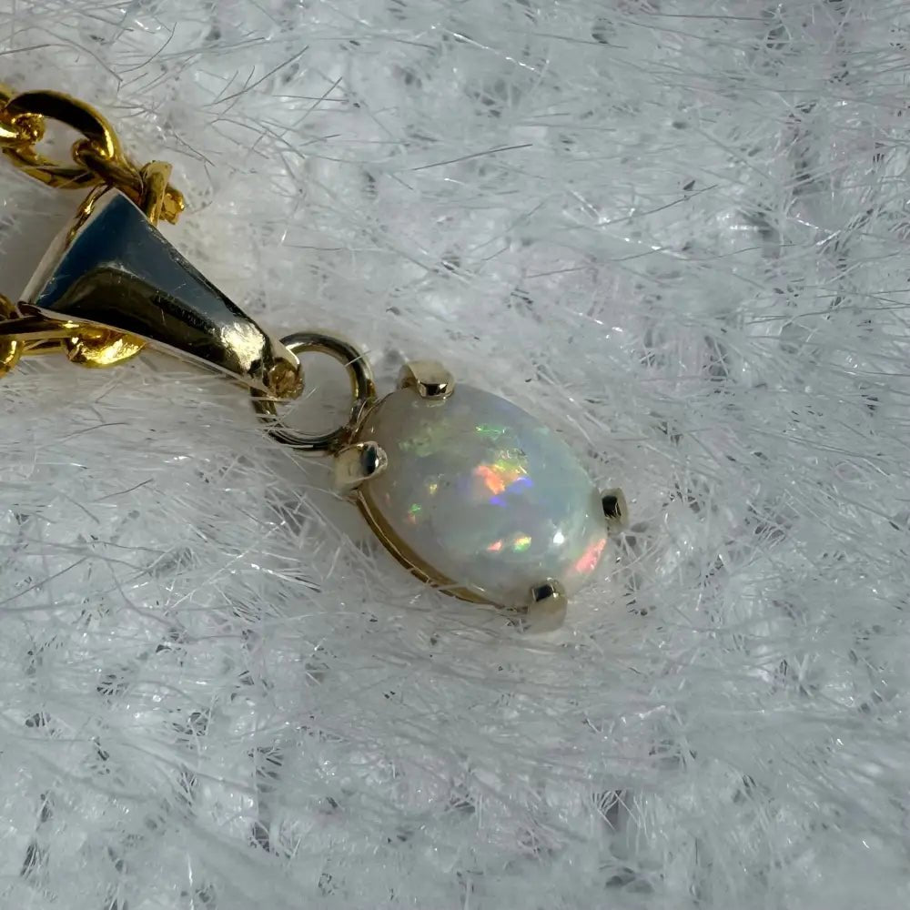 'Sunrise Glow' ~ Handcrafted 9ct Solid Gold 0.6ct Coober Pedy Opal Pendant