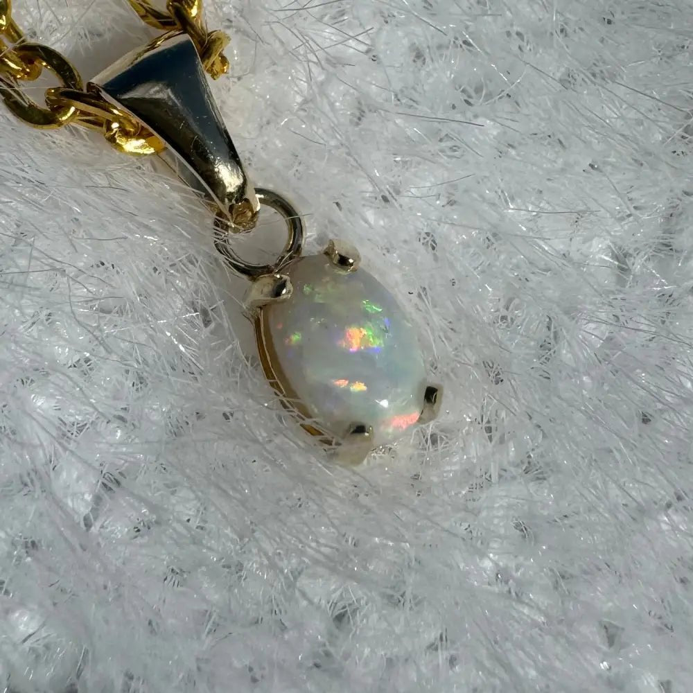 'Sunrise Glow' ~ Handcrafted 9ct Solid Gold 0.6ct Coober Pedy Opal Pendant