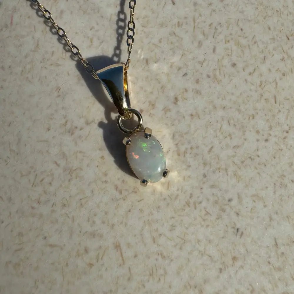 'Sunrise Glow' ~ Handcrafted 9ct Solid Gold 0.6ct Coober Pedy Opal Pendant