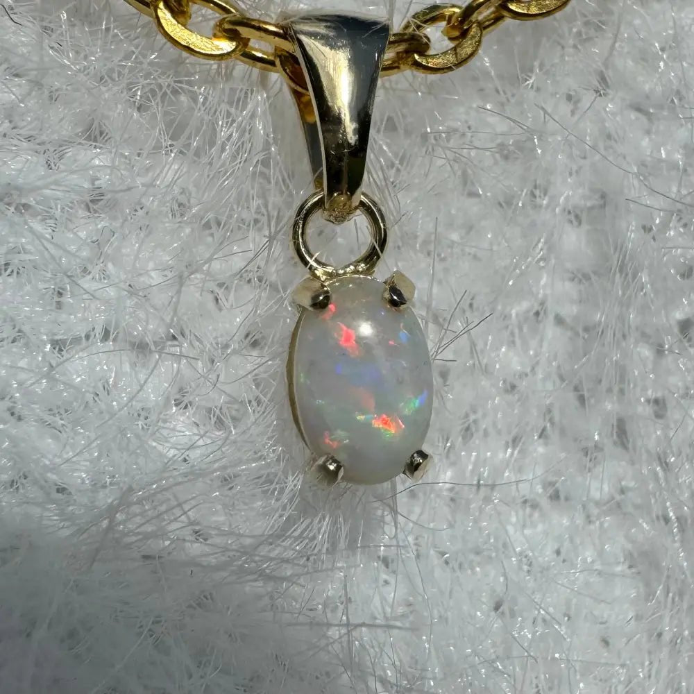'Sunrise Glow' ~ Handcrafted 9ct Solid Gold 0.6ct Coober Pedy Opal Pendant
