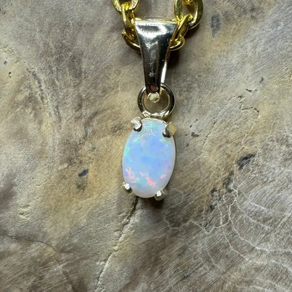 'Sunrise Glow' ~ Handcrafted 9ct Solid Gold 0.6ct Coober Pedy Opal Pendant