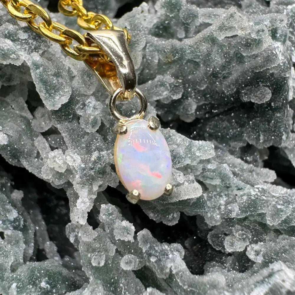 'Sunrise Glow' ~ Handcrafted 9ct Solid Gold 0.6ct Coober Pedy Opal Pendant