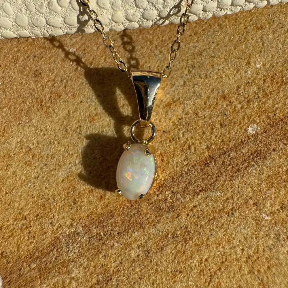 'Sunrise Glow' ~ Handcrafted 9ct Solid Gold 0.6ct Coober Pedy Opal Pendant