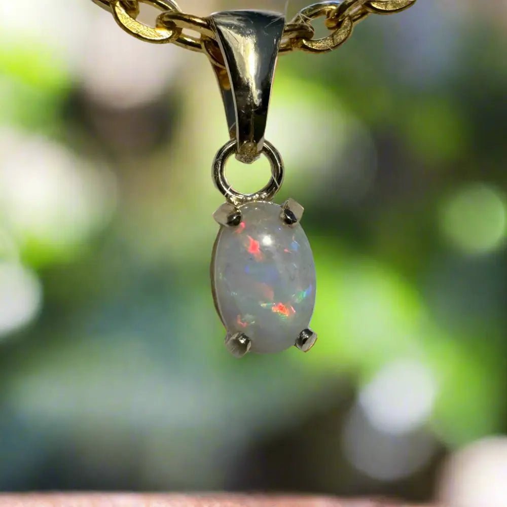 'Sunrise Glow' ~ Handcrafted 9ct Solid Gold 0.6ct Coober Pedy Opal Pendant