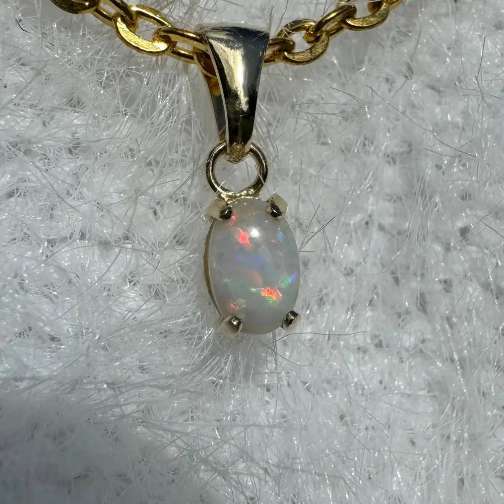 'Sunrise Glow' ~ Handcrafted 9ct Solid Gold 0.6ct Coober Pedy Opal Pendant