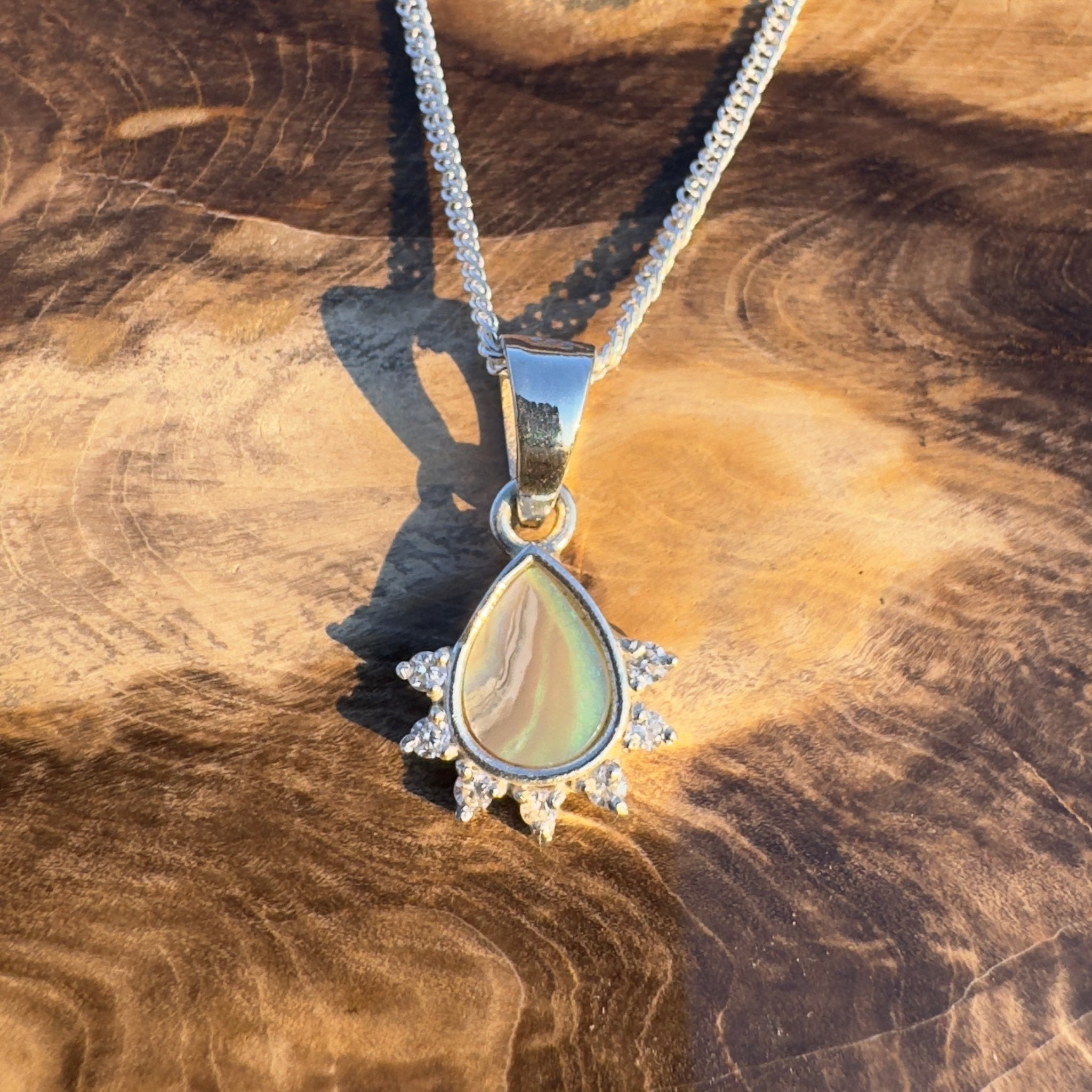Sunset Flame ~ Handcrafted 1.0ct Lightning Ridge Opal Pendant – Silver Radiance.