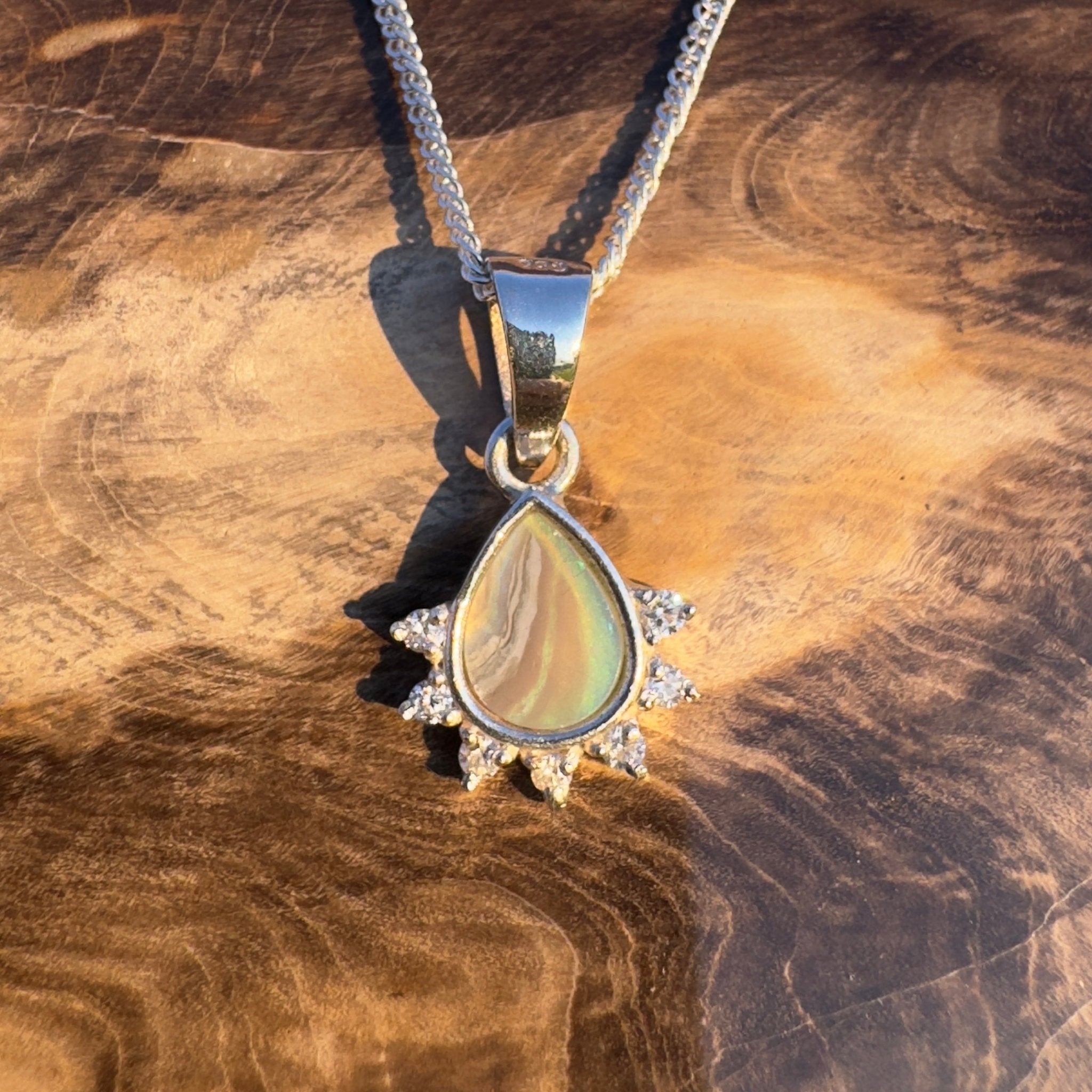 Sunset Flame ~ Handcrafted 1.0ct Lightning Ridge Opal Pendant – Silver Radiance.