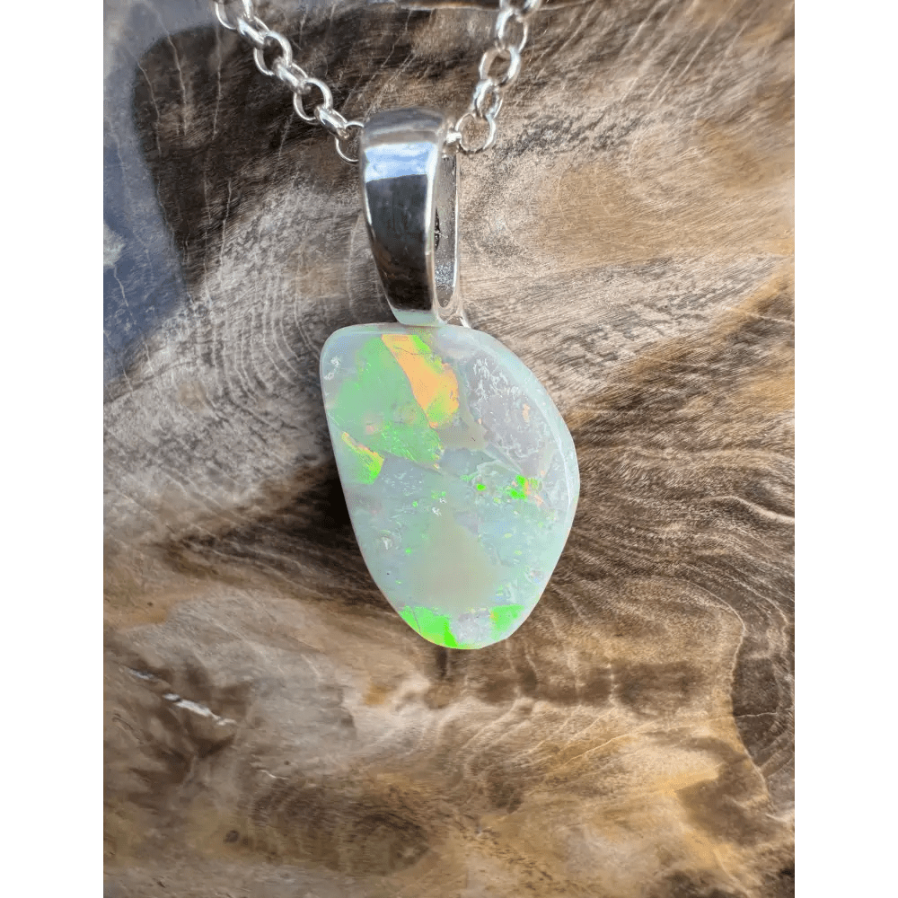 'Sunset Horizon' ~ Handcrafted 3.7ct Solid Lightning Ridge Opal 925 Sterling Silver Pendant Necklace