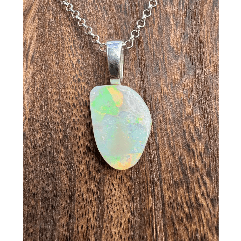 'Sunset Horizon' ~ Handcrafted 3.7ct Solid Lightning Ridge Opal 925 Sterling Silver Pendant Necklace