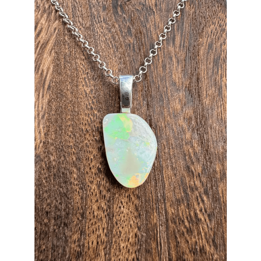 'Sunset Horizon' ~ Handcrafted 3.7ct Solid Lightning Ridge Opal 925 Sterling Silver Pendant Necklace