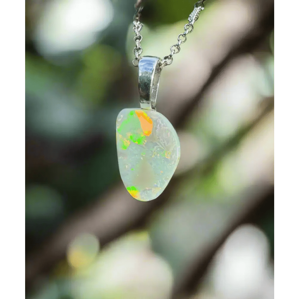 'Sunset Horizon' ~ Handcrafted 3.7ct Solid Lightning Ridge Opal 925 Sterling Silver Pendant Necklace
