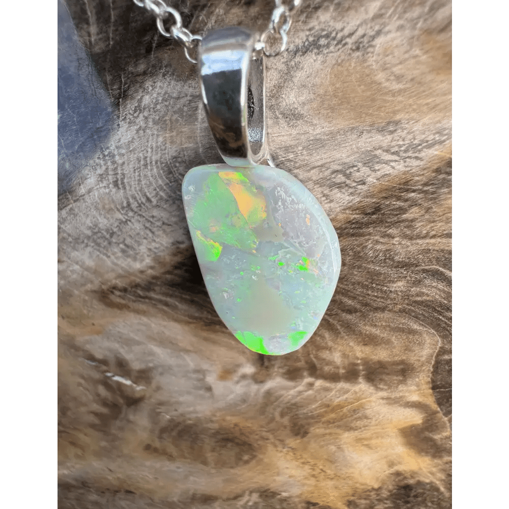 'Sunset Horizon' ~ Handcrafted 3.7ct Solid Lightning Ridge Opal 925 Sterling Silver Pendant Necklace