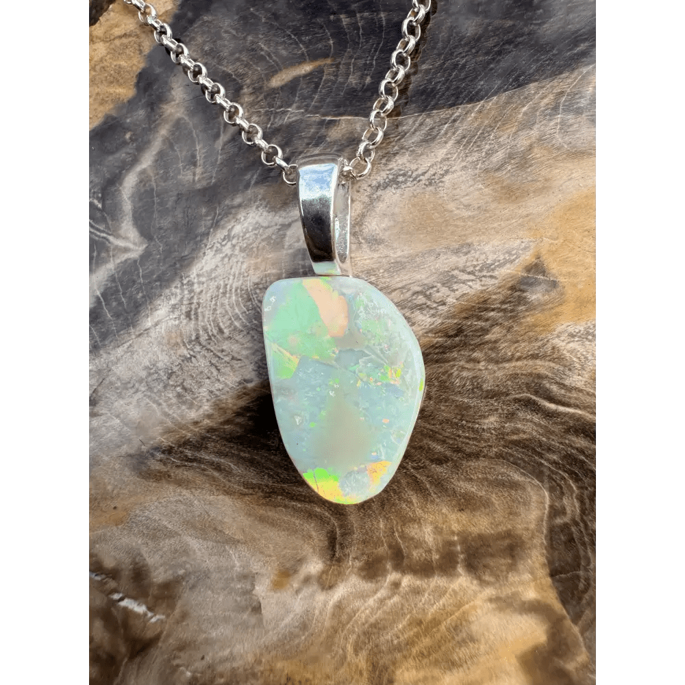 'Sunset Horizon' ~ Handcrafted 3.7ct Solid Lightning Ridge Opal 925 Sterling Silver Pendant Necklace