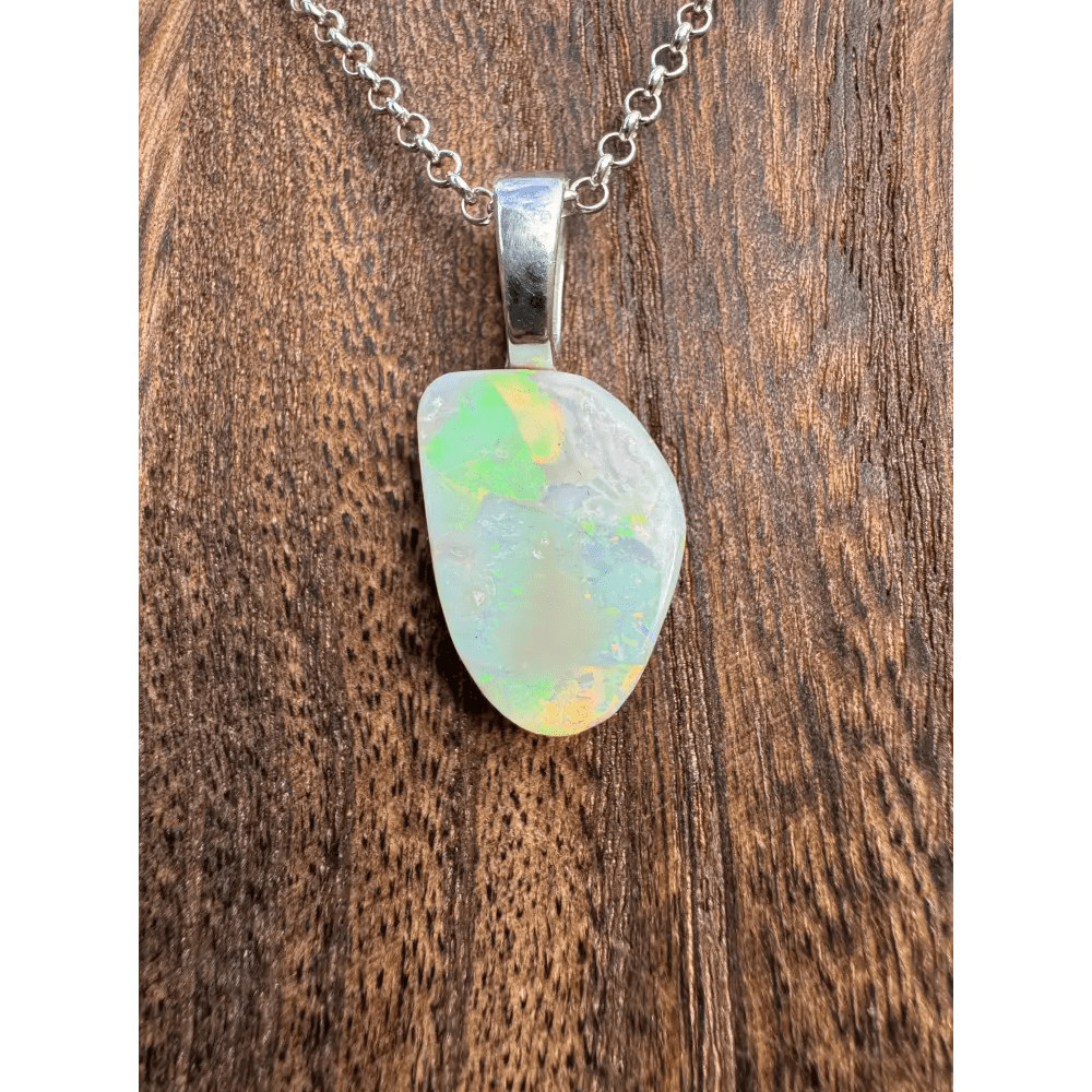 'Sunset Horizon' ~ Handcrafted 3.7ct Solid Lightning Ridge Opal 925 Sterling Silver Pendant Necklace