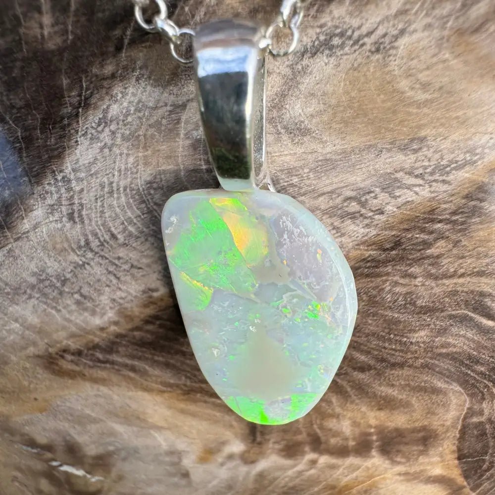 'Sunset Horizon' ~ Handcrafted 3.7ct Solid Lightning Ridge Opal 925 Sterling Silver Pendant Necklace