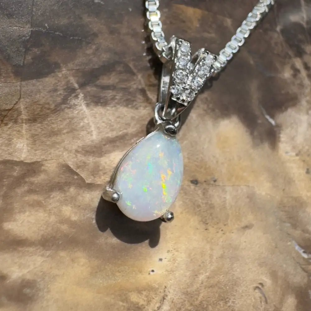 ‘Sunset Serenity' ~ Handcrafted 0.6ct Solid Coober Pedy Opal 925 Sterling Silver Pendant Necklace