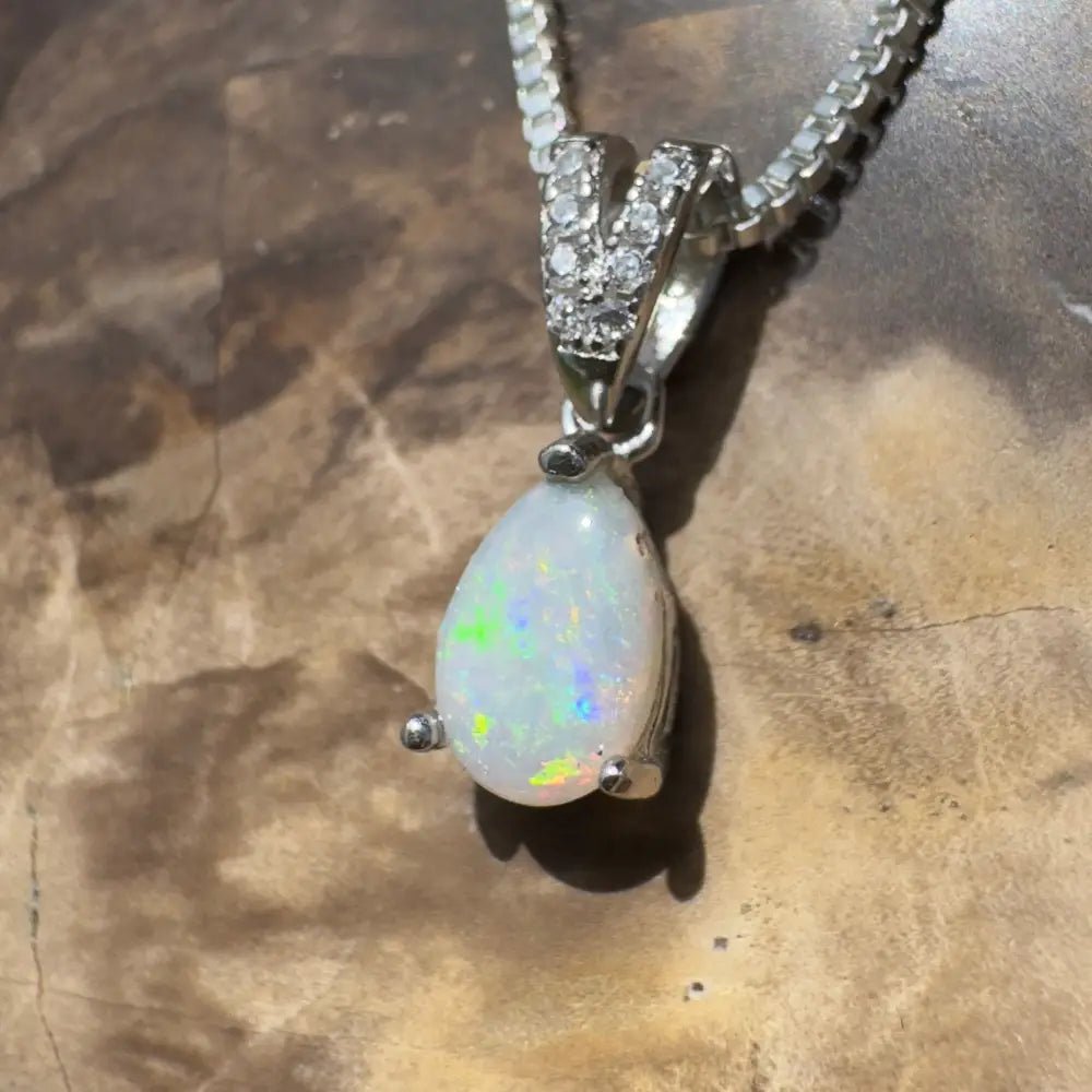 ‘Sunset Serenity' ~ Handcrafted 0.6ct Solid Coober Pedy Opal 925 Sterling Silver Pendant Necklace