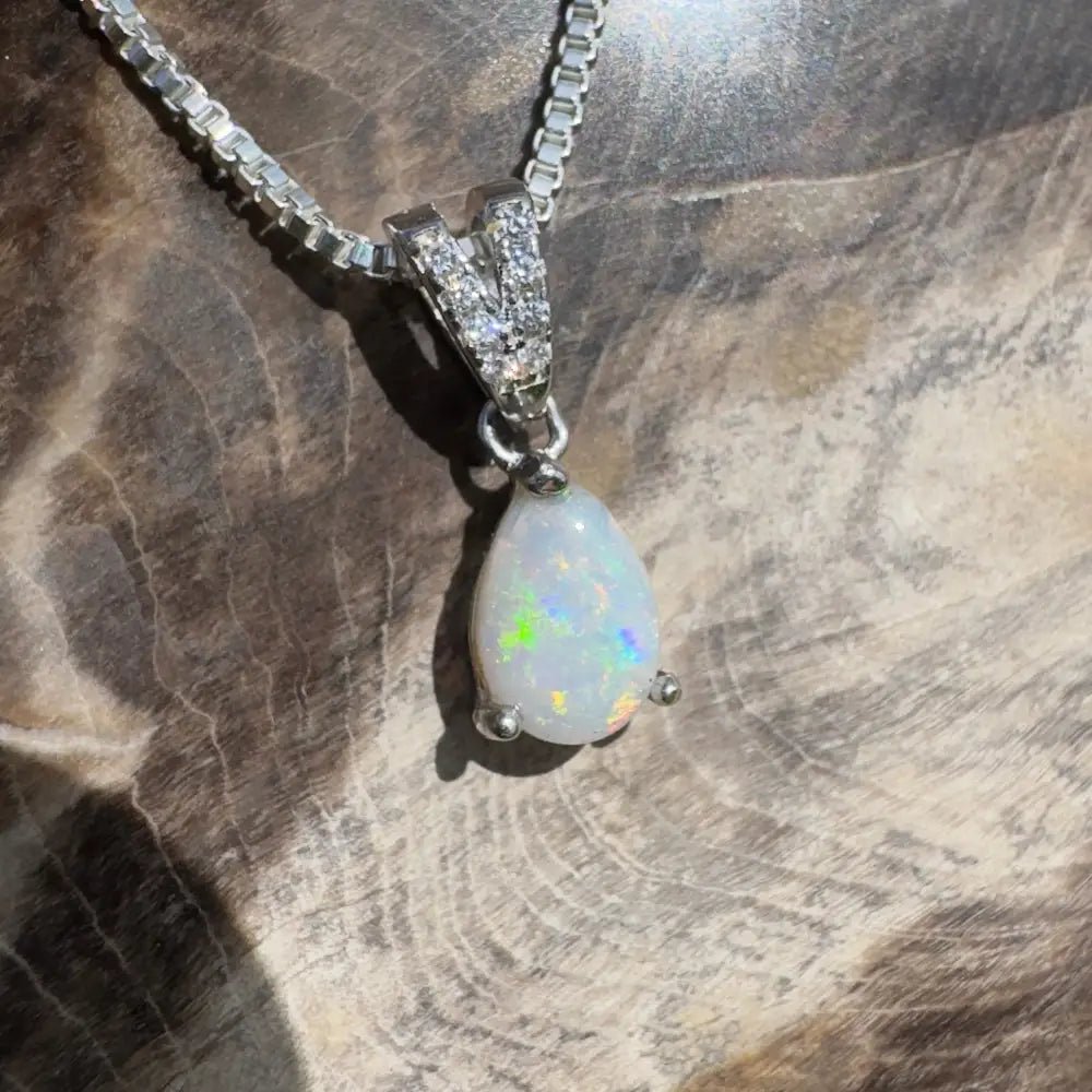 ‘Sunset Serenity' ~ Handcrafted 0.6ct Solid Coober Pedy Opal 925 Sterling Silver Pendant Necklace