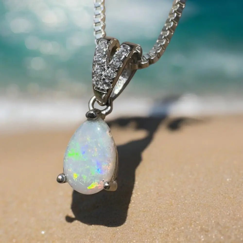 ‘Sunset Serenity' ~ Handcrafted 0.6ct Solid Coober Pedy Opal 925 Sterling Silver Pendant Necklace
