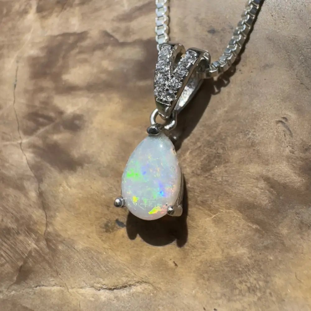 ‘Sunset Serenity' ~ Handcrafted 0.6ct Solid Coober Pedy Opal 925 Sterling Silver Pendant Necklace