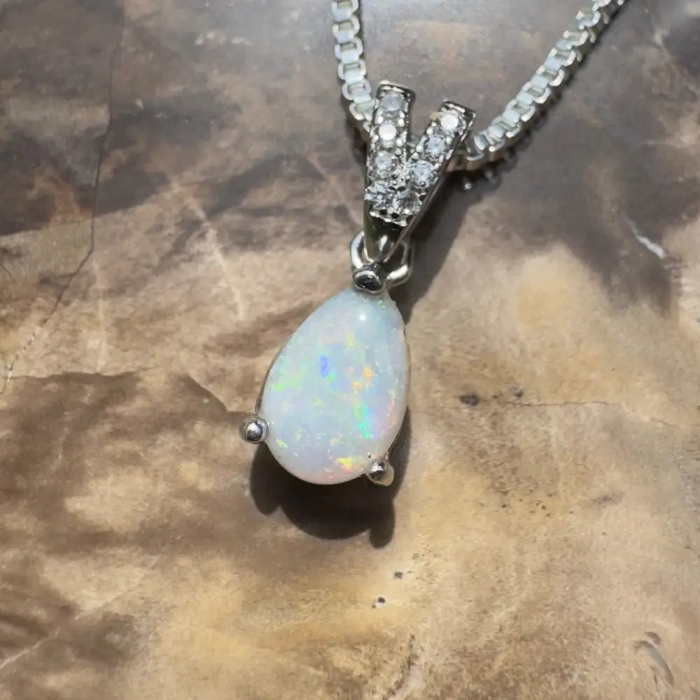 ‘Sunset Serenity' ~ Handcrafted 0.6ct Solid Coober Pedy Opal 925 Sterling Silver Pendant Necklace