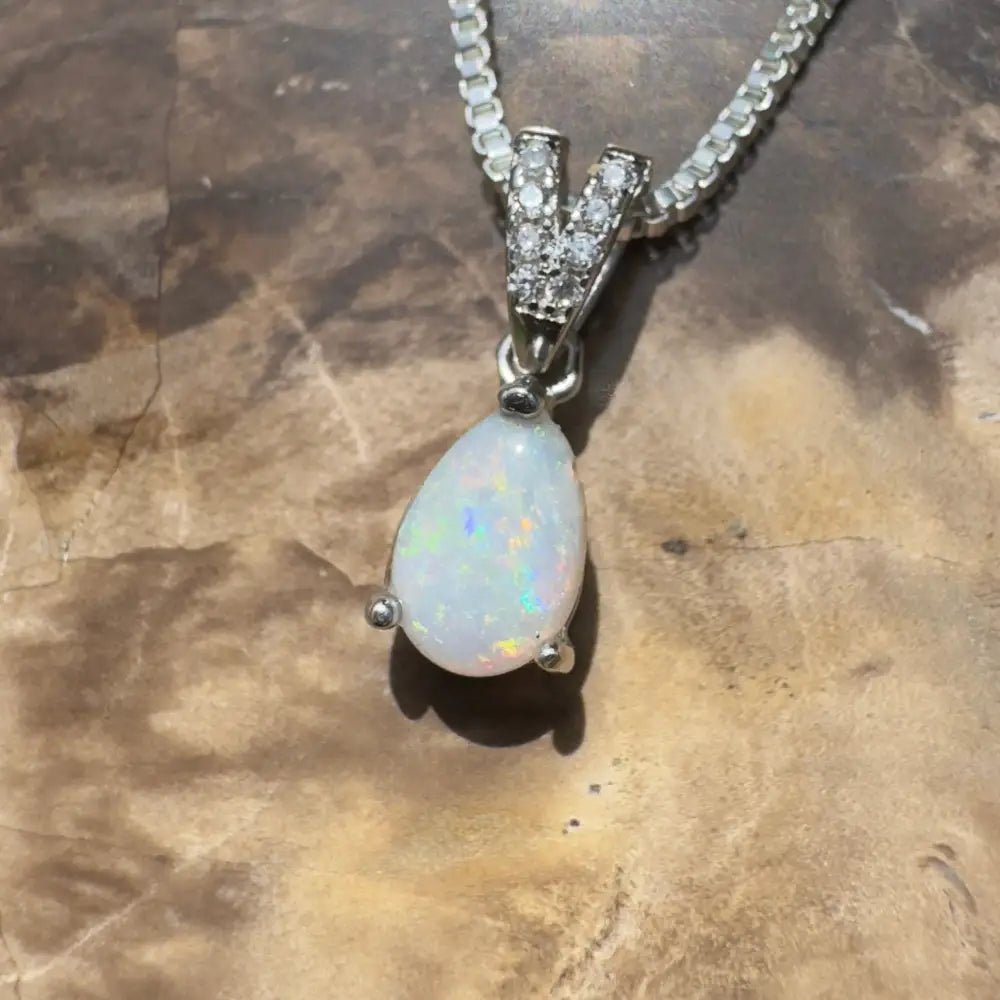 ‘Sunset Serenity' ~ Handcrafted 0.6ct Solid Coober Pedy Opal 925 Sterling Silver Pendant Necklace