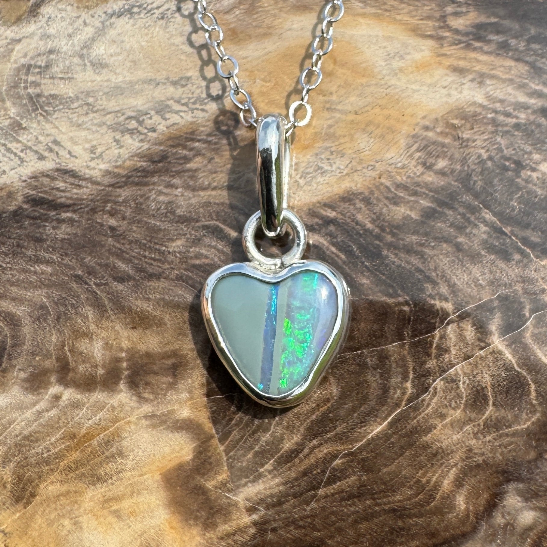Sunshine Coastal Love ~ 1.5ct Lightning Ridge Opal 925 Silver Pendant