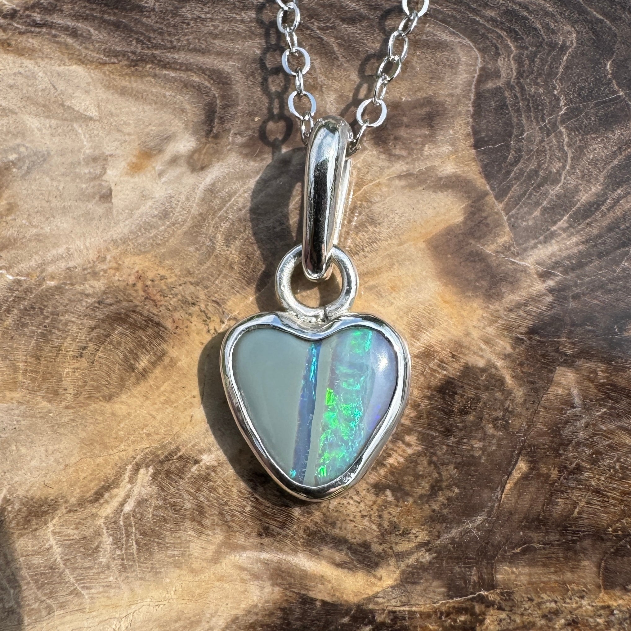 Sunshine Coastal Love ~ 1.5ct Lightning Ridge Opal 925 Silver Pendant