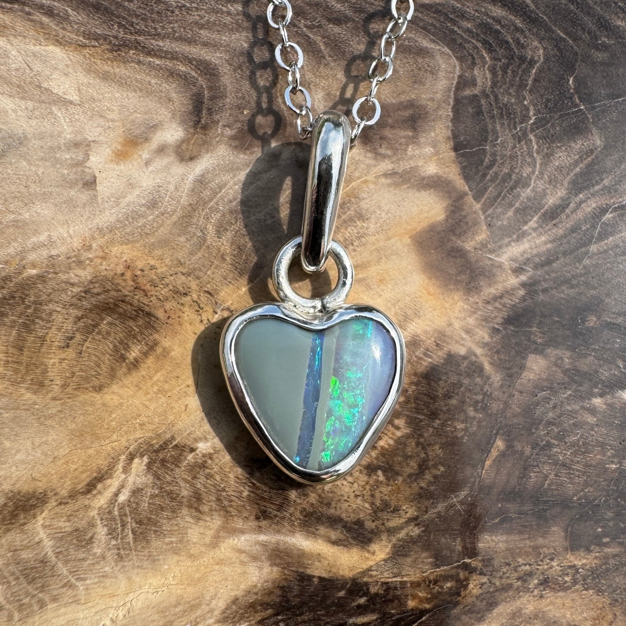 Sunshine Coastal Love ~ 1.5ct Lightning Ridge Opal 925 Silver Pendant