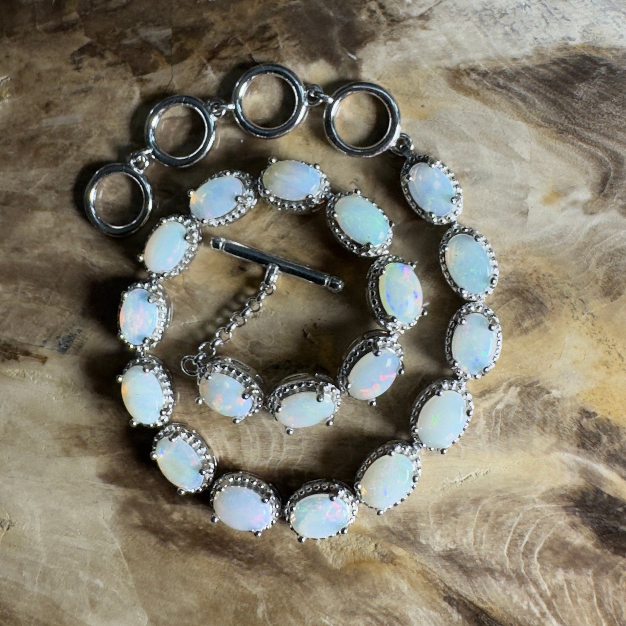 Tanami Dreaming ~ 5.4ct Coober Pedy Opal 925 Sterling Silver Bracelet