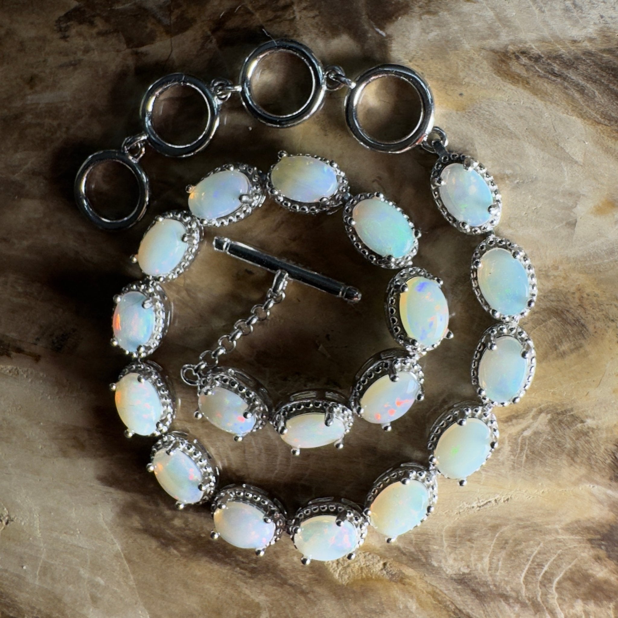 Tanami Dreaming ~ 5.4ct Coober Pedy Opal 925 Sterling Silver Bracelet